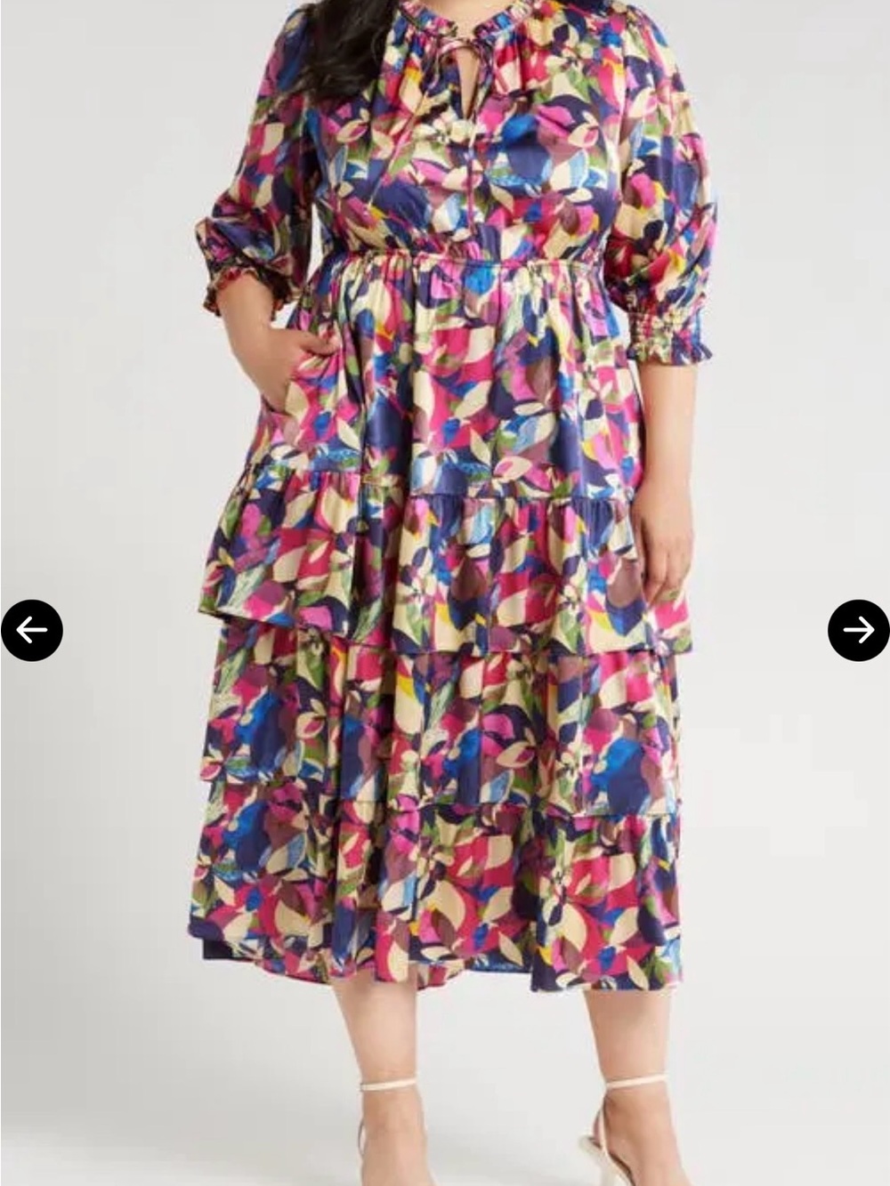 MELLODAY Floral Tiered Satin Dress size 2X Like new